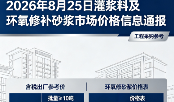 德保2026年8月25日灌浆料及环氧修补砂浆市场价格信息通报